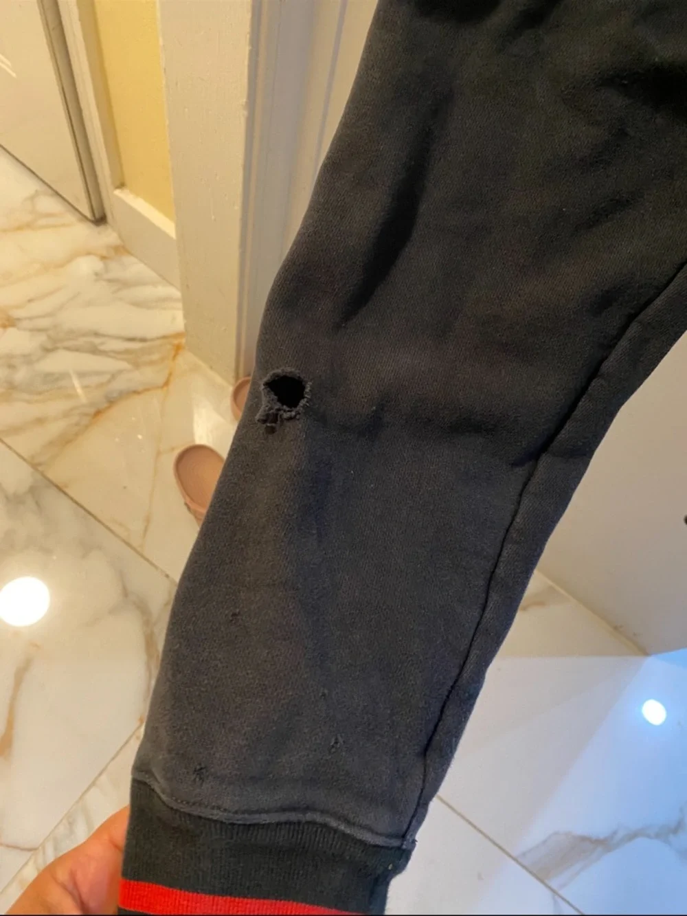 Champion Black Joggers with Red Trim and Pocket